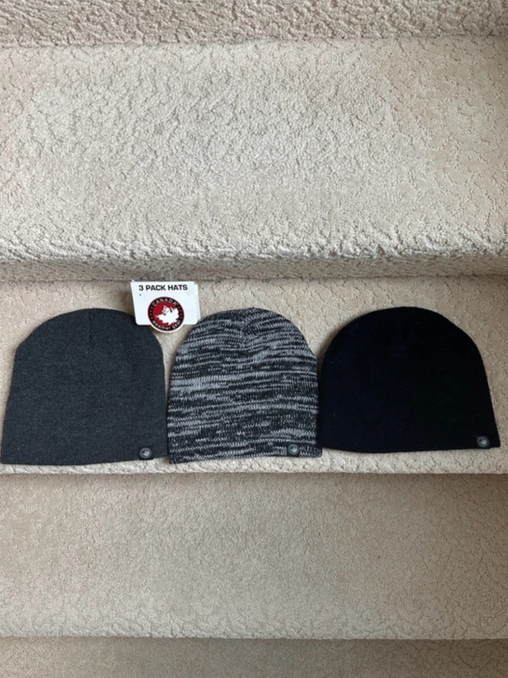 3-Pack Men’s Beanie Hat Set - Gray, Black, Marled
